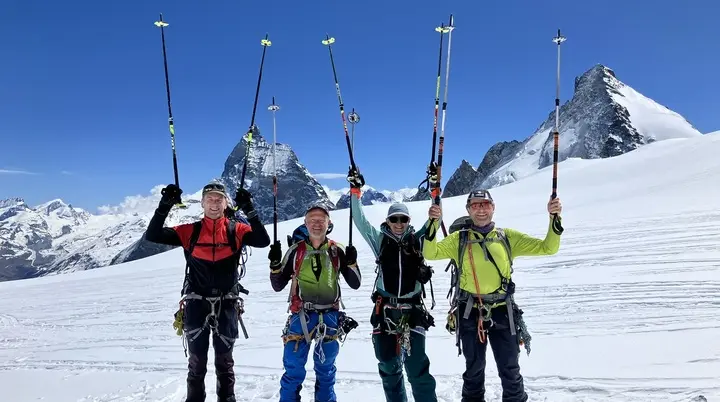 am Col du Valpelline - vor dem Matterhorn und Dent Herens | © DAV Sektion Altdorf - Wolfgang Müller