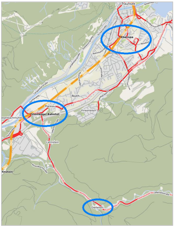 Ebensee - Steinkogel | © Ausschnitt aus https://www.öpnvkarte.de Ebensee - Steinkogel | © Ausschnitt aus https://www.öpnvkarte.de