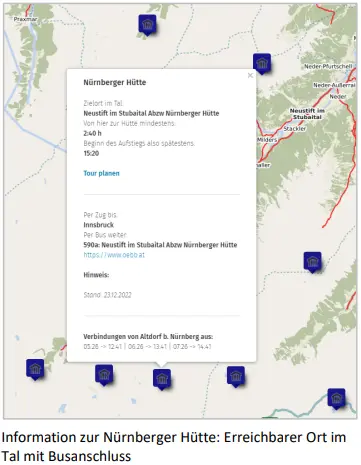 Tourenplanung Starthütten Karte - Hütten Details | © openstreetmap.de